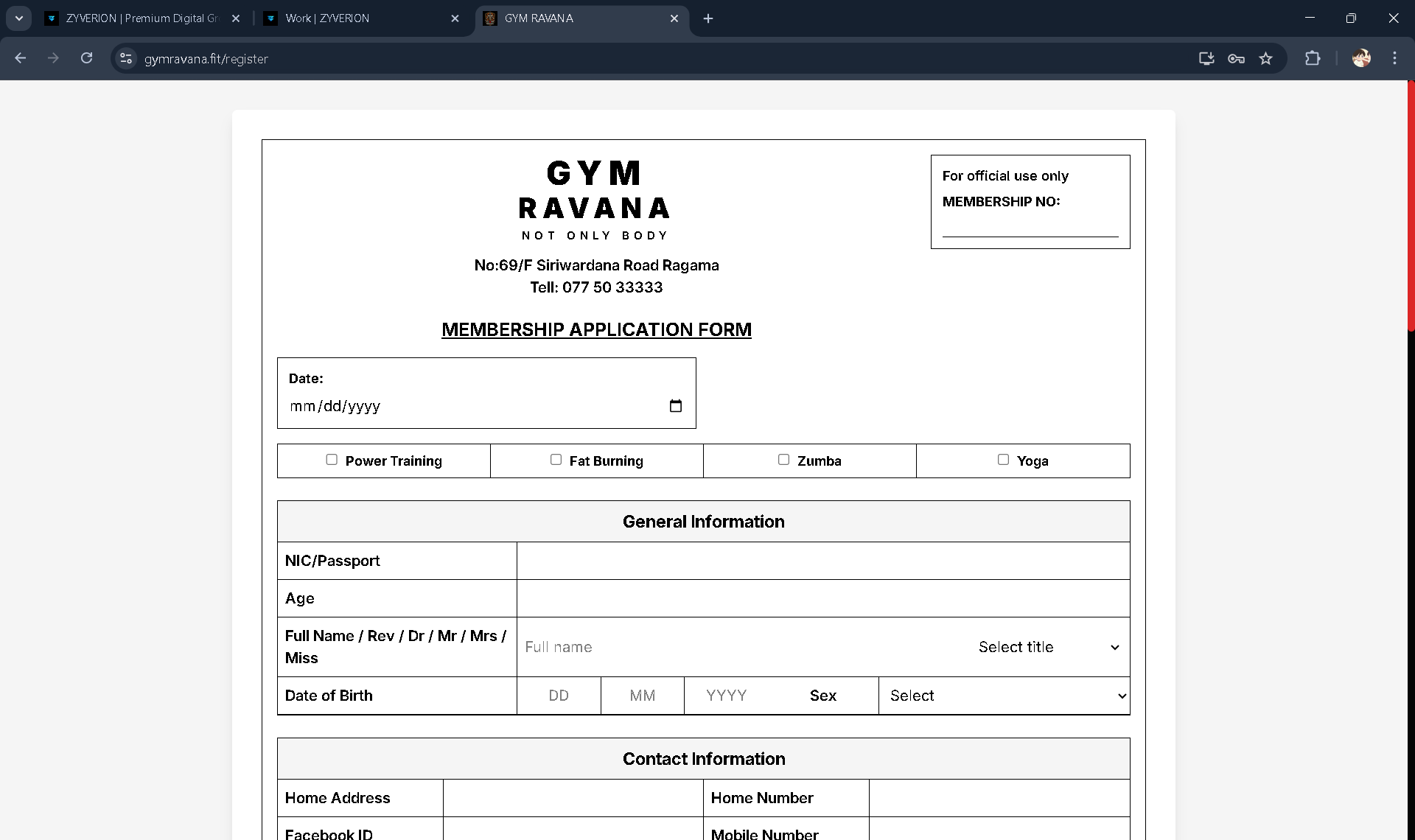 Gym Ravana registration preview