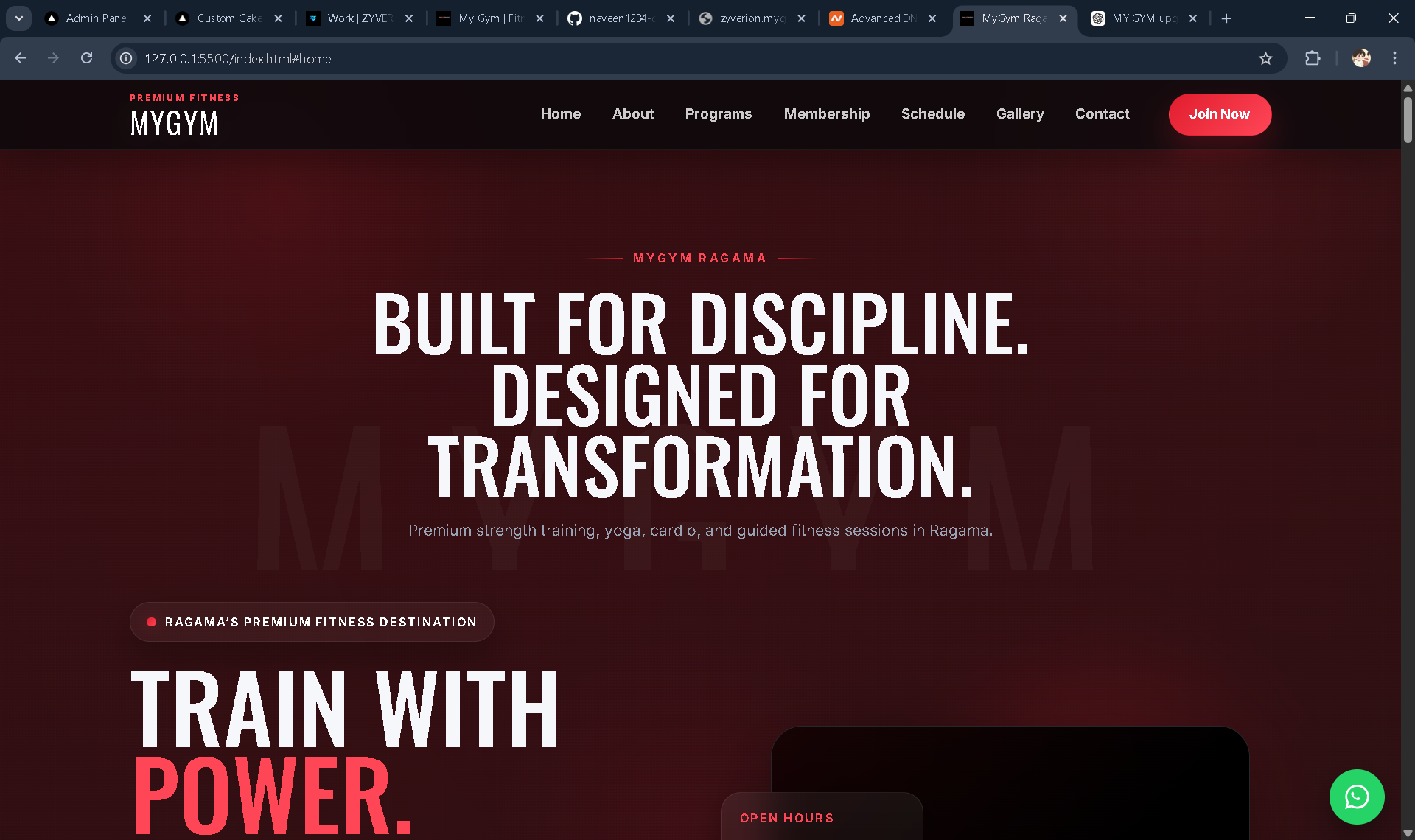 MYGYM homepage preview