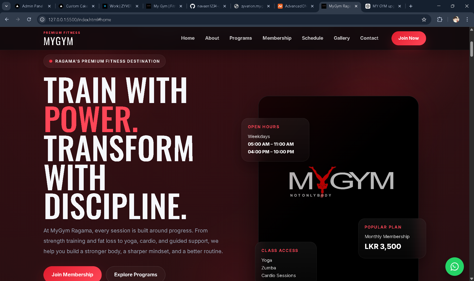 MYGYM website preview