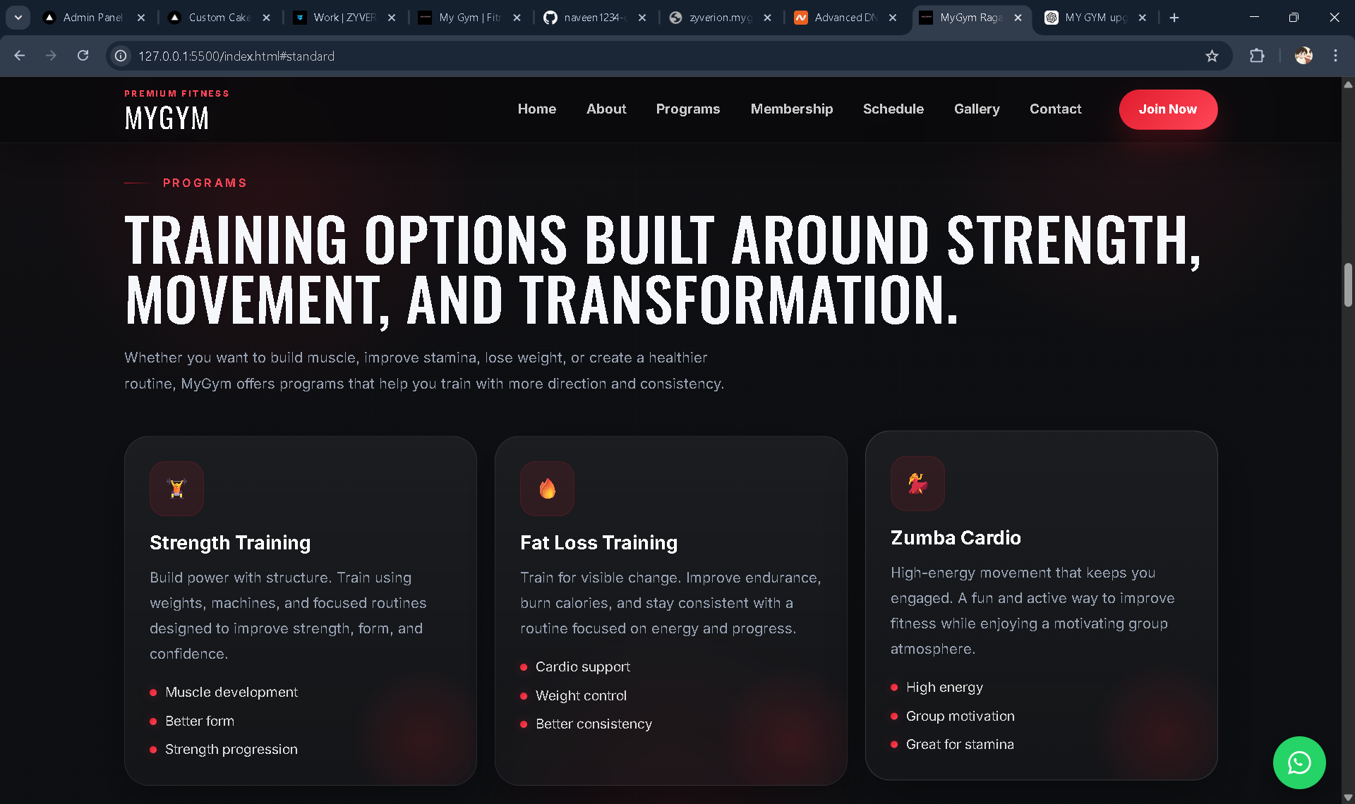 MYGYM schedule preview