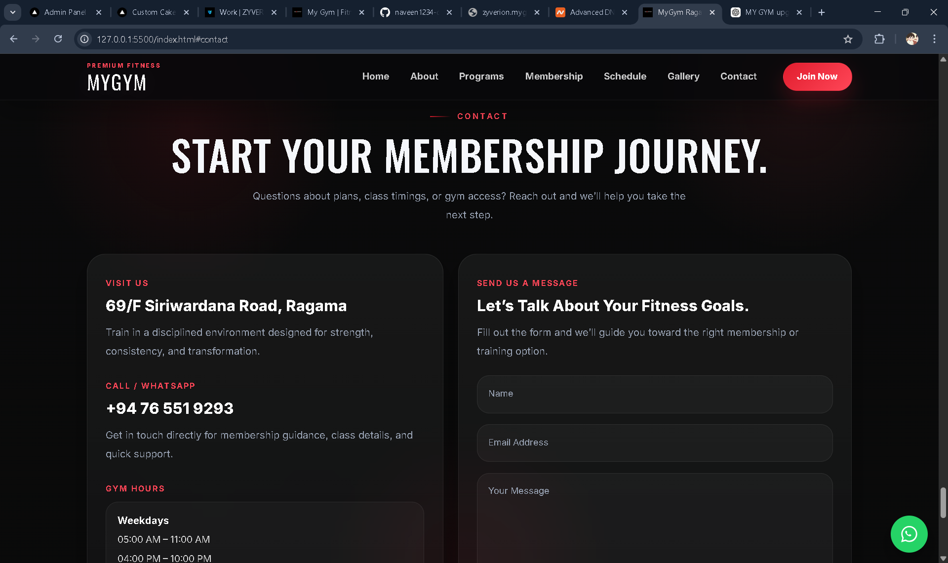 MYGYM contact preview